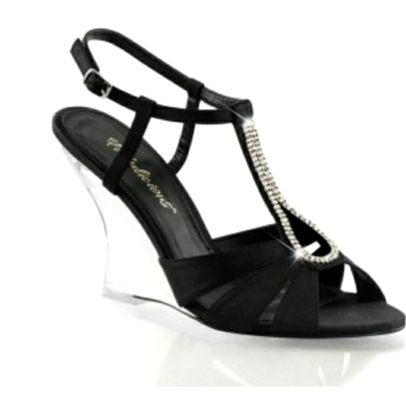 Pleaser Shoes - Pleaser Fabulicious Black Satin Elegant He…